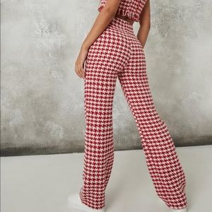 Petite Red Co Ord Houndstooth Straight Leg Pants!!